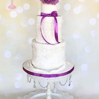 Purple peony wedding cake 