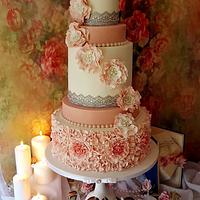 Pink and Ivory ruffle wedding