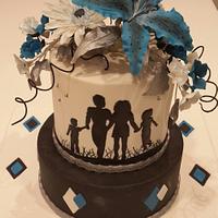 silhouette birthday cake