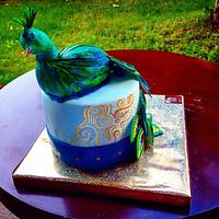 Peacock on a cake