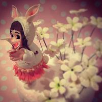 Bunny costume cake topper