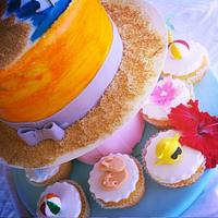 Beach cake and Cupcakes 