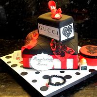 Ladies Birthday Cake in red, black and white