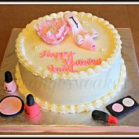Shoe & makeup birthday cake