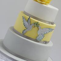 Doves of Peace Wedding Cake