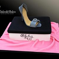 Fabulous at 60 Shoe and Shoe box Cake