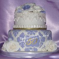 50th Anniversary Cake, Lavender & White