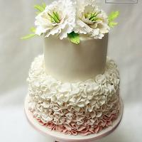 Peonies and ruffles Wedding cake