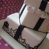 gift box with pearls and lace