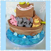 Noah's Ark christening cake