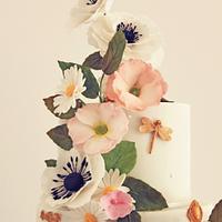 Tropical Flora Wedding Cake