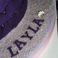 Gymnastics Birthday cake with ombre purple ruffles