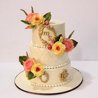 Ivory and gold wedding cake! 