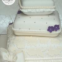 Stacked pillow wedding cake