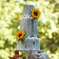 Rustic "buttercream bark effect" wedding cake