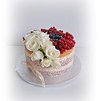 Naked cake with edible lace