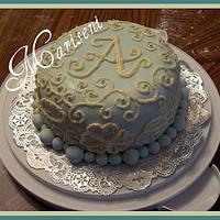 Monogram Brush Embroidery Birthday Cake