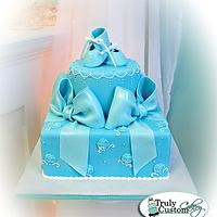 Booties & Bows Baby Shower Cake - Blue