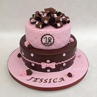 Chocolate and Pink Birthday Cake