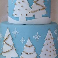 Blue and white Christmas Cake