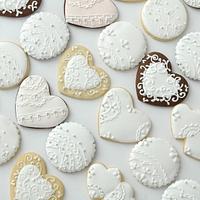 Hand-piped lace Wedding Cookies