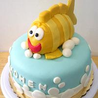 Children's Cake with Fish Topper