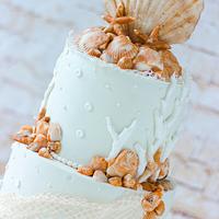 Beach themed wedding cake 