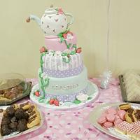 Whimsical tea party christening cake