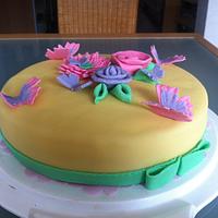 Flowers and Butterfly Cake
