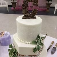 Burlap and Succulent Wedding Cake