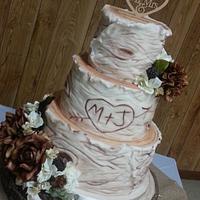 Tree bark wedding cake 