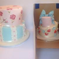 Cath Kidston inspired wonky tiered cake.