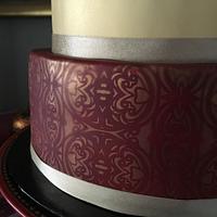 Red and Gold engagement cake