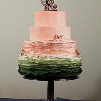 Butterfly Blush Wedding cake