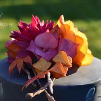 Cake with fall flowers