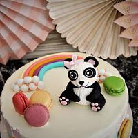 Drip cake with panda bear