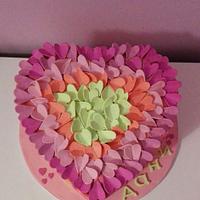 Cake with many hearts