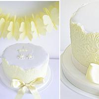 Yellow Lace Baby Shower Cake