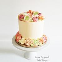 50th Birthday Cake with Buttercream Flowers