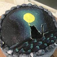 Simple decoration with painted cat silhouette