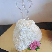 Whipped Cream Roses Wedding Cake