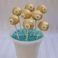 Gold and Blue Fancy Cake Pops