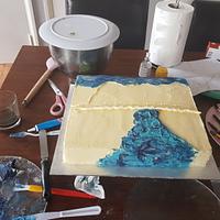 Painted landscape cake