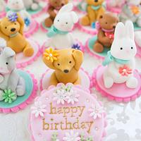 Teddy Bear & Rabbit Doll Cupcake Toppers