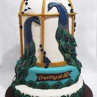 80th Birthday Peacock Cake