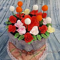 Rustic flower pot cake 