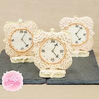 Antique Royal Icing Lace Clock Cookies