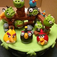 My son's birthday cake - Angry birds space vs. earth