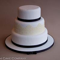 Black and White Wedding Cake With Edible Sweet Lace