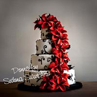 Red n Black Sugar Lily Wedding cake